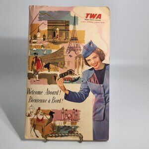 1950s TWA Travel Brochure Advertising USA Europe Africa Asia Illustrative VTG